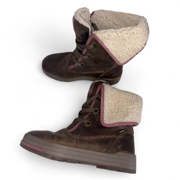 Keen Dry Snowmass Brown Leather Sherpa Low Boots - Picture 14 of 16